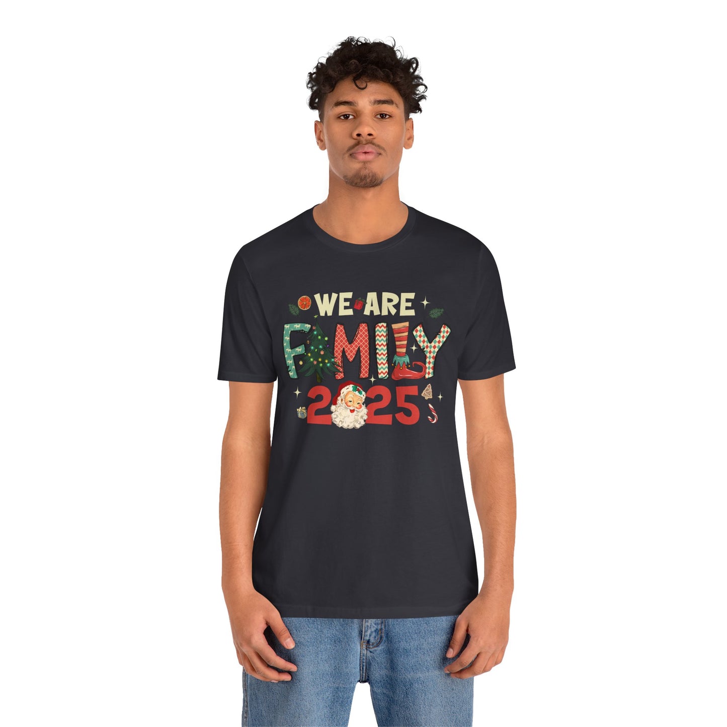 Vintage We Are Family Christmas Shirt – Retro Santa & Tree Matching Holiday Tee