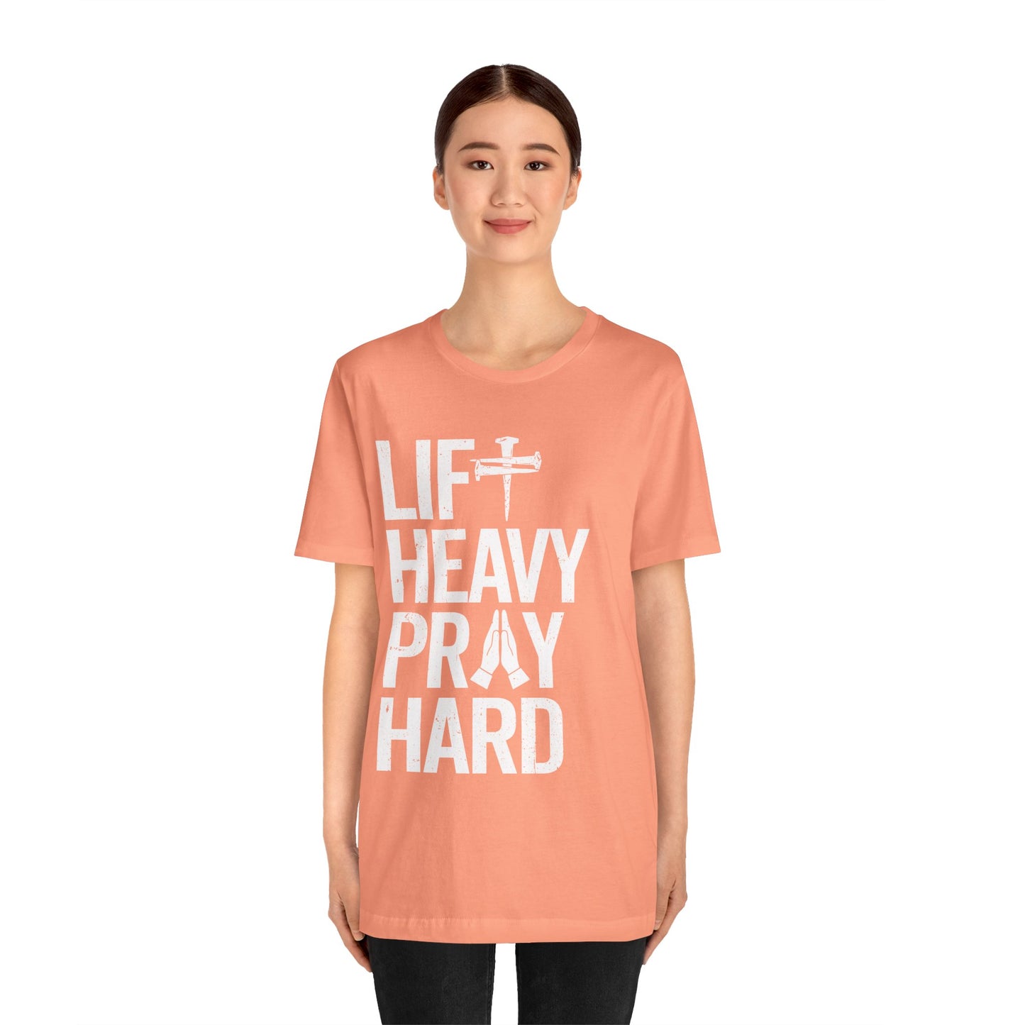 Lift Heavy Pray Hard Cross Nails Trendy Christ Gym Vintage T-Shirt