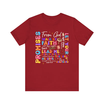 Walk by Faith Not by Sight Shirt – Christian 2 Corinthians 5:7 Groovy Scripture Tee