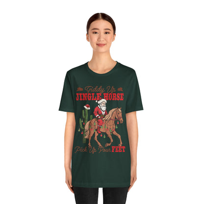 Giddy Up Jingle Horse Shirt – Retro Howdy Christmas Western Cowboy Holiday Tee