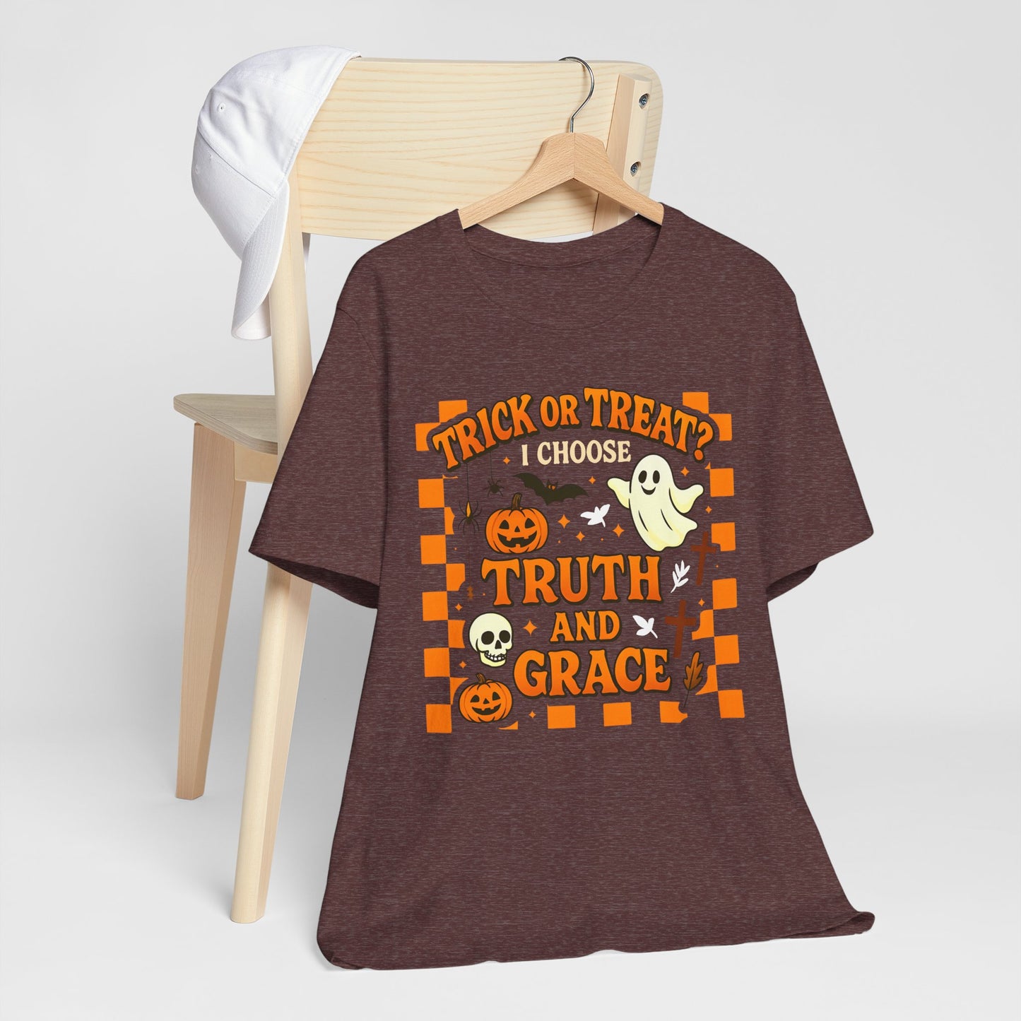 Trick or Treat I Choose Truth and Grace Shirt – Christian Halloween Faith Tee