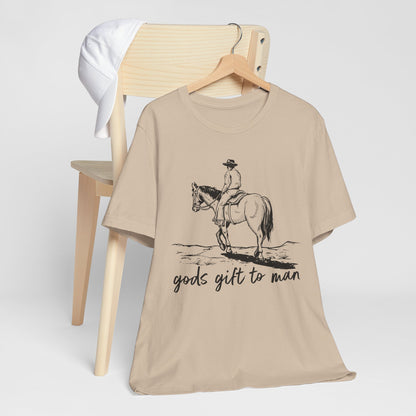 God’s Gift to Man Shirt – Cowboy Howdy Rodeo Christian Western Tee
