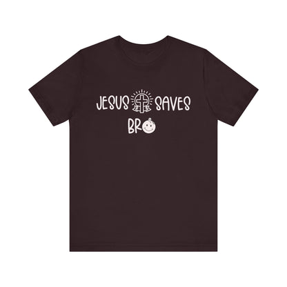 Jesus Saves Bro Shirt – Christian Cross Bold Faith Christmas Holiday Tee