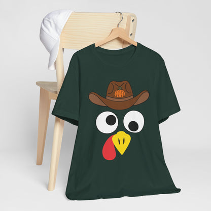 Thanksgiving Couples Turkey Face Shirt – Funny Cowboy & Cowgirl Matching Tee