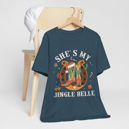 She’s My Jingle Bell Shirt – Cute Western Cowboy Cowgirl Matching Christmas Tee