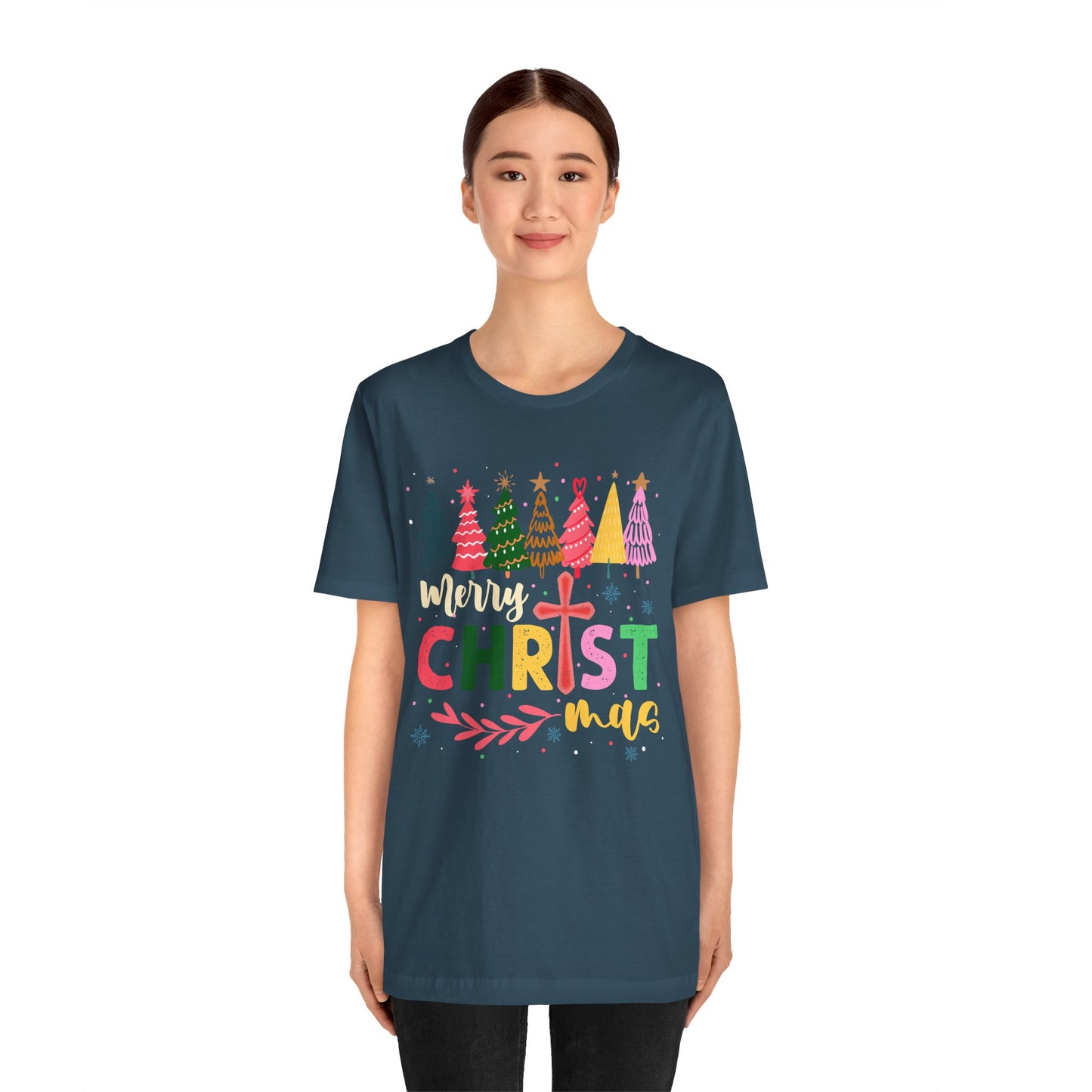 Retro Rustic Merry Christmas Shirt – Christian Cross Faith Holiday Tee