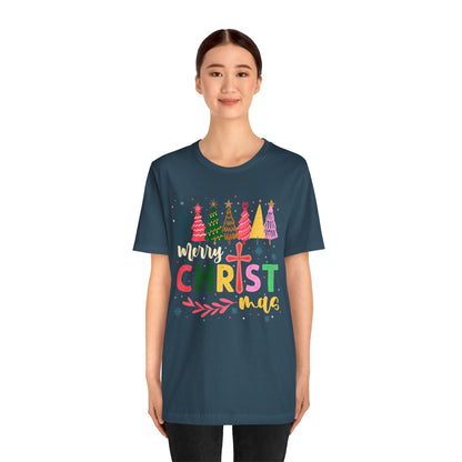 Retro Rustic Merry Christmas Shirt – Christian Cross Jesus Faith Holiday Tee