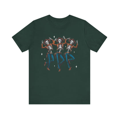 Halloween Western Dancing Skeletons Cowboy Creepy Country T-Shirt