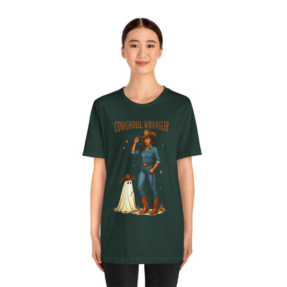 Cowghoul Wrangler Shirt Western Cowgirl Cowboy Ghost Halloween Tee, Spooky Rodeo Fall Outfit