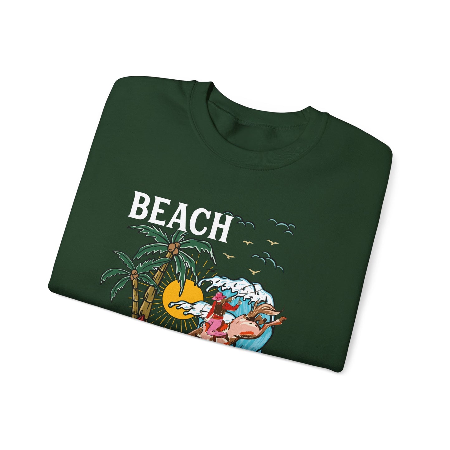 Beach Cowgirl Sweatshirt – Tropical Palm Tree Western Rodeo Texas Pullover