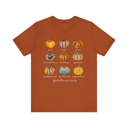 Pumpkin Buffalo Plaid Bible Verse Shirt – Galatians Christian Thanksgiving Tee