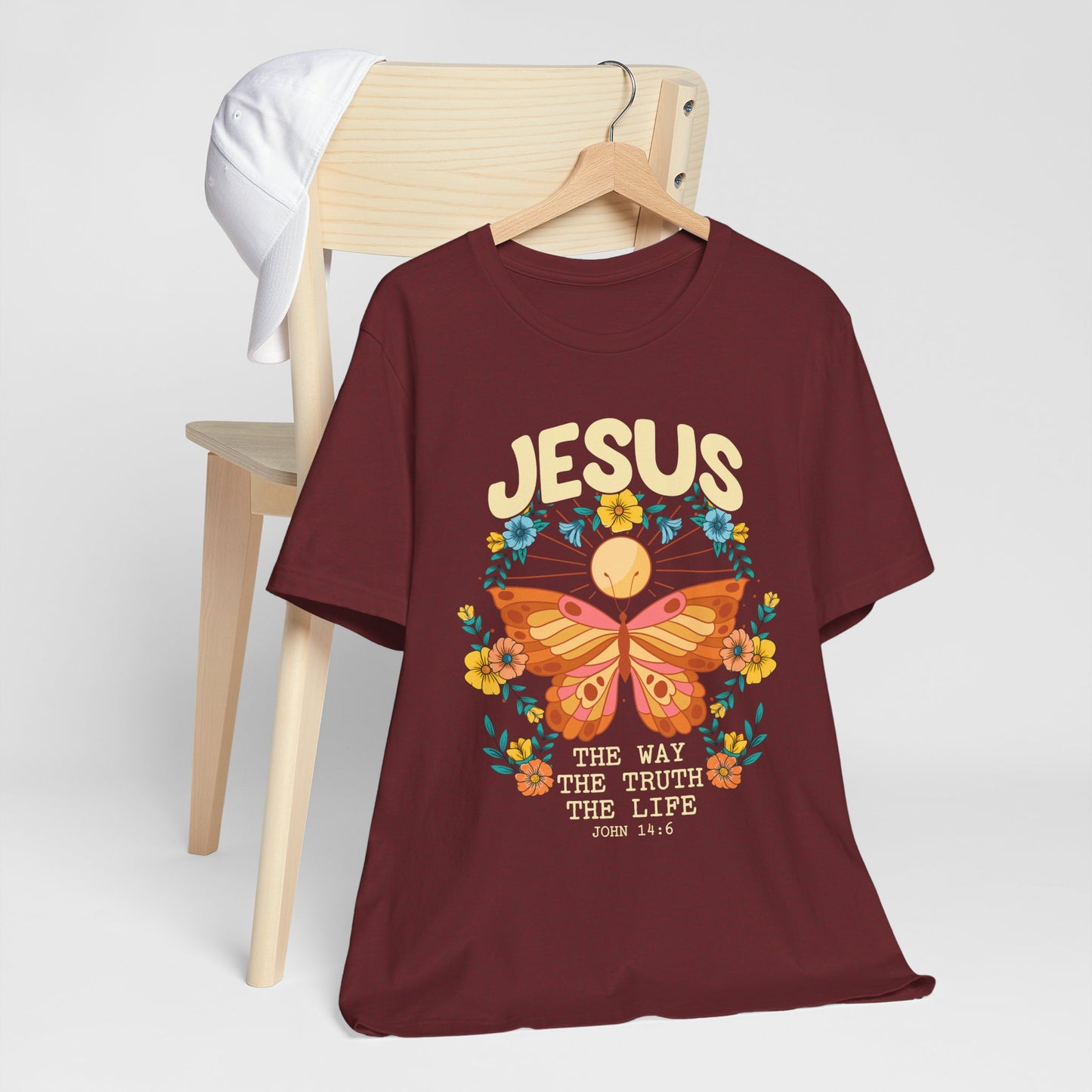 Jesus Butterfly Wildflower Shirt – John 14:6 Scripture Floral Christian Tee