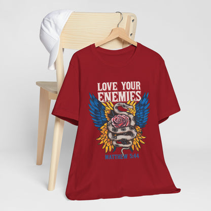 Love Your Enemies Shirt – Christian Matthew 5:44 Angel Wings Scripture Faith Tee