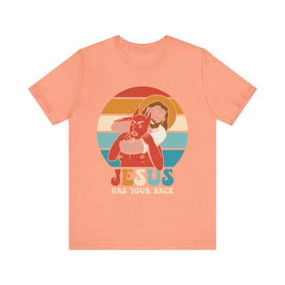 Hey Devil Jesus Has Your Back T-Shirt, Funny Christian Retro Halloween Tee