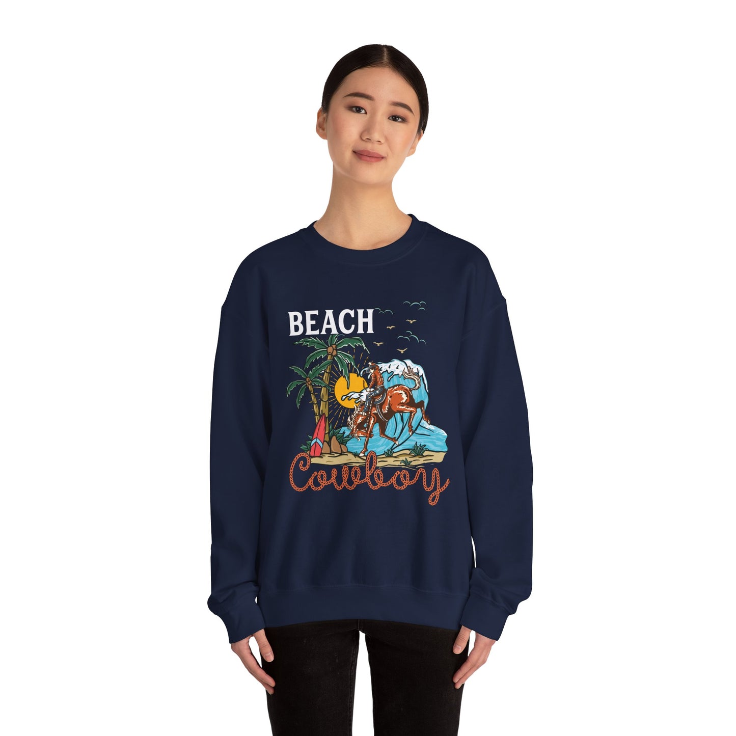 Beach Cowboy Sweatshirt – Tropical Palm Tree Western Rodeo Texas Pullover
