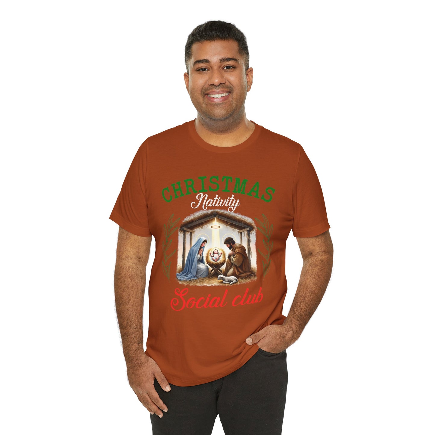 Christmas Nativity Social Club Shirt – Christian Nativity Scene Holiday Tee