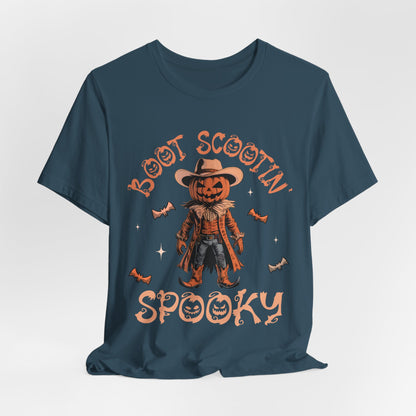 Boot Scootin’ Spooky Shirt – Funny Cowboy Pumpkin Head Western Halloween Tee