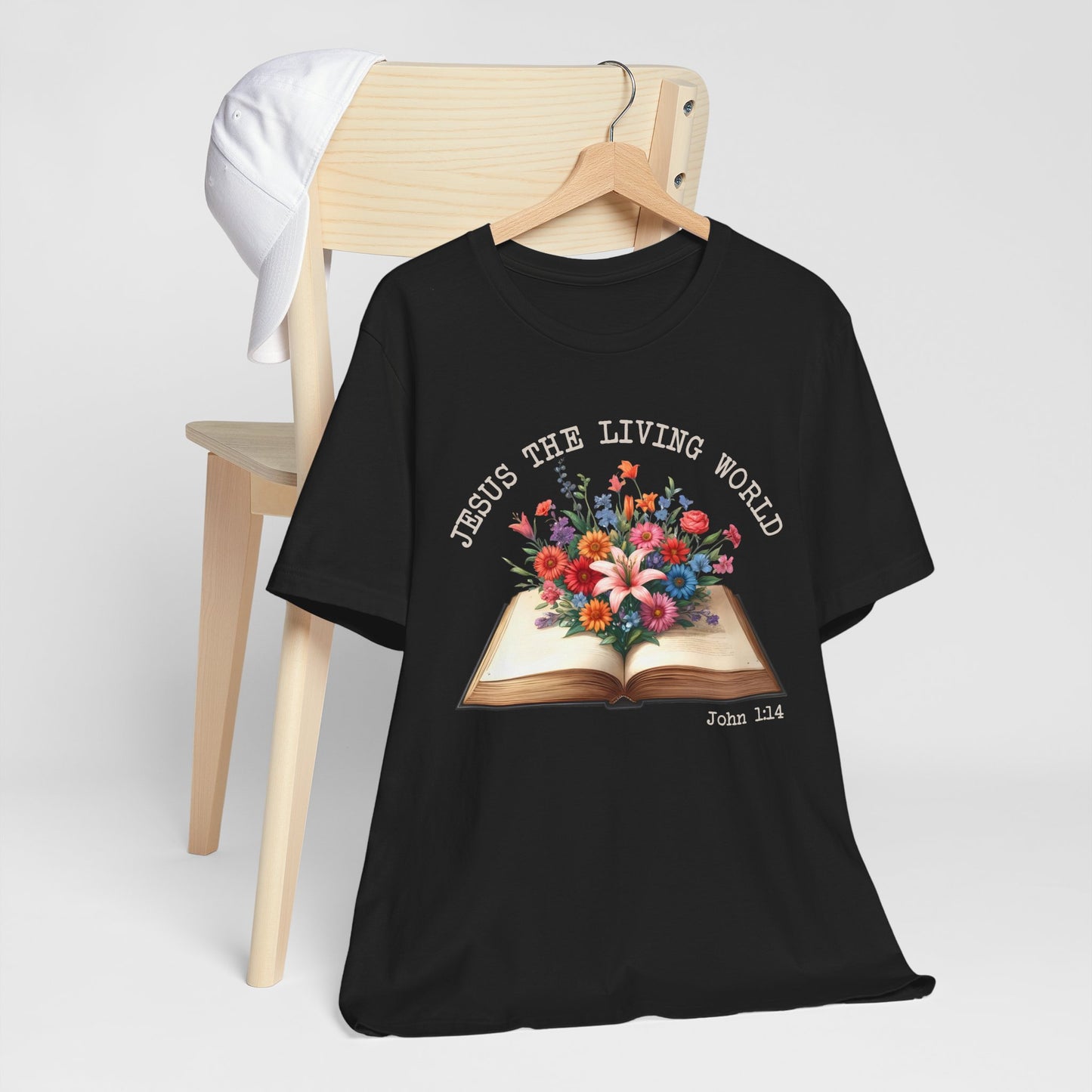 Jesus the Living Word Shirt – Christian Flower Bible Verse Book Lover Tee