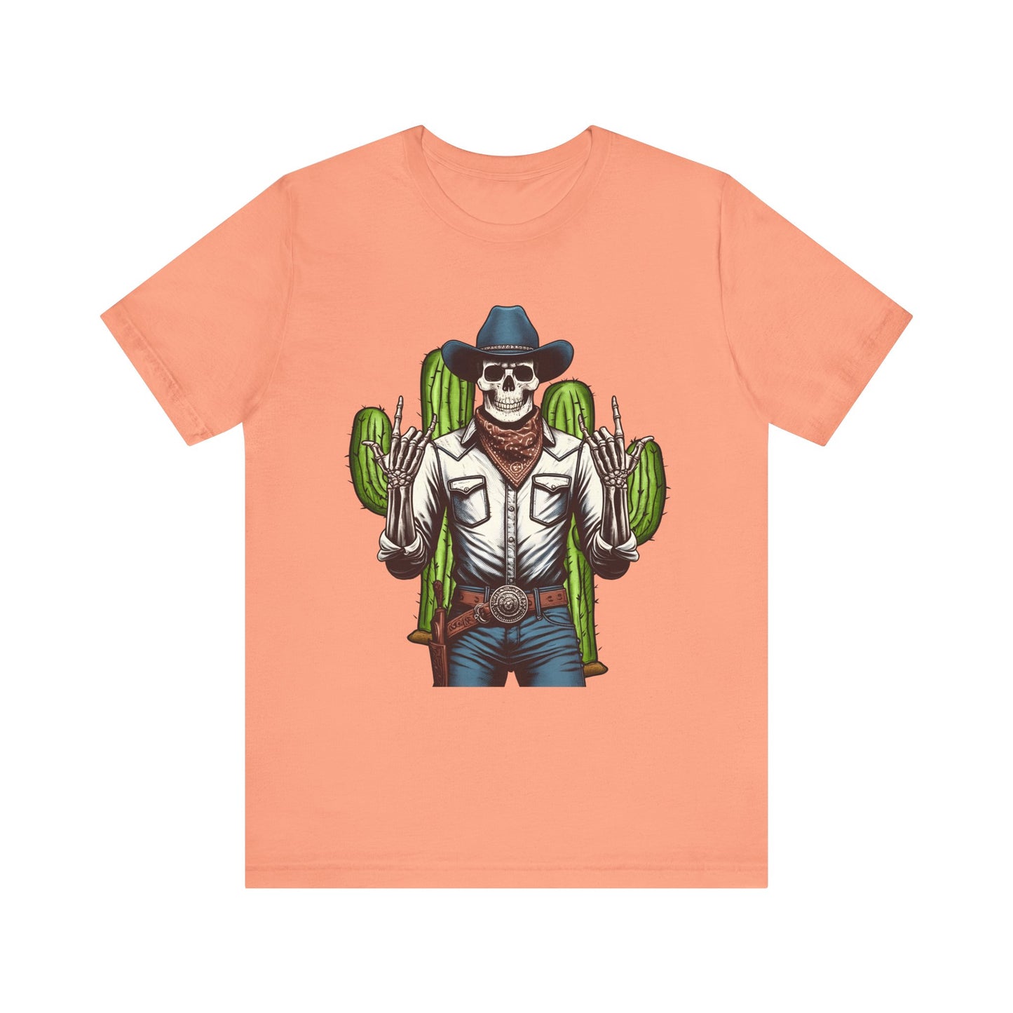 Skeleton Cowboy Howdy Shirt – Rock Hand Skull Western Rodeo Texas Tee