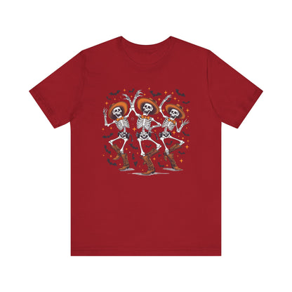 Dancing Skeleton Cowboy Western Rodeo Halloween Spooky Vibes T-Shirt