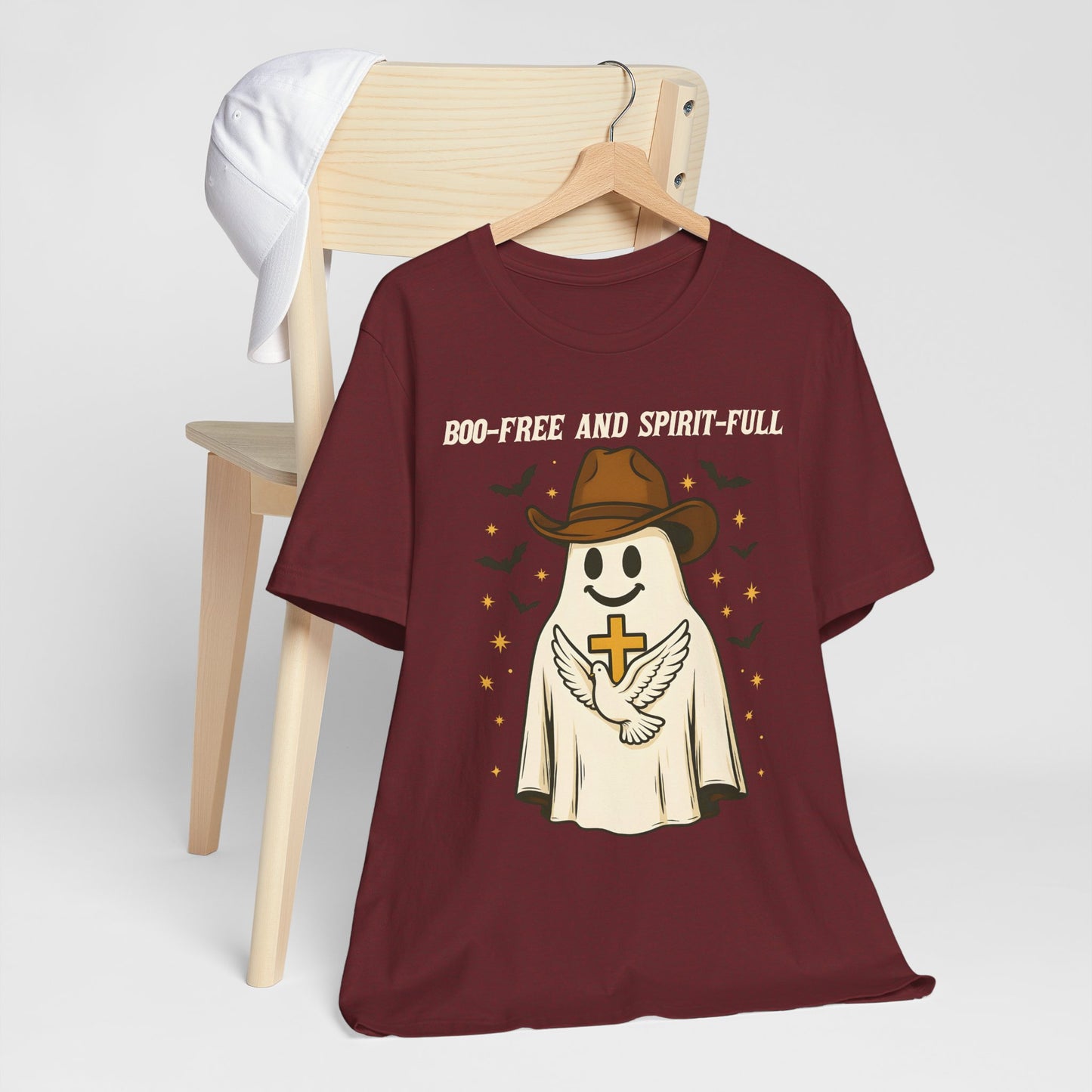Boo Free and Spirit Full Shirt – Christian Ghost Cowboy Halloween Faith Tee