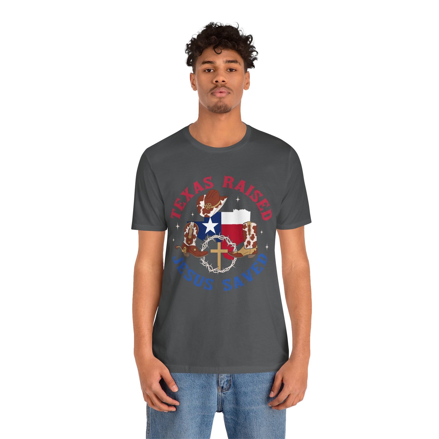 Southern Jesus Saved Shirt – Texas Raised Cowboy Christian Western Tee