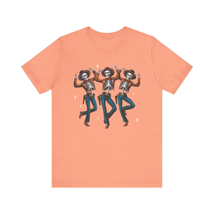 Halloween Western Dancing Skeletons Cowboy Creepy Country T-Shirt
