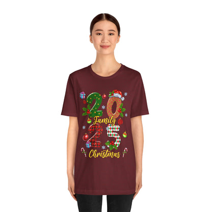 2025 Family Christmas Shirt – Red Plaid Santa Hat Matching Holiday Tee