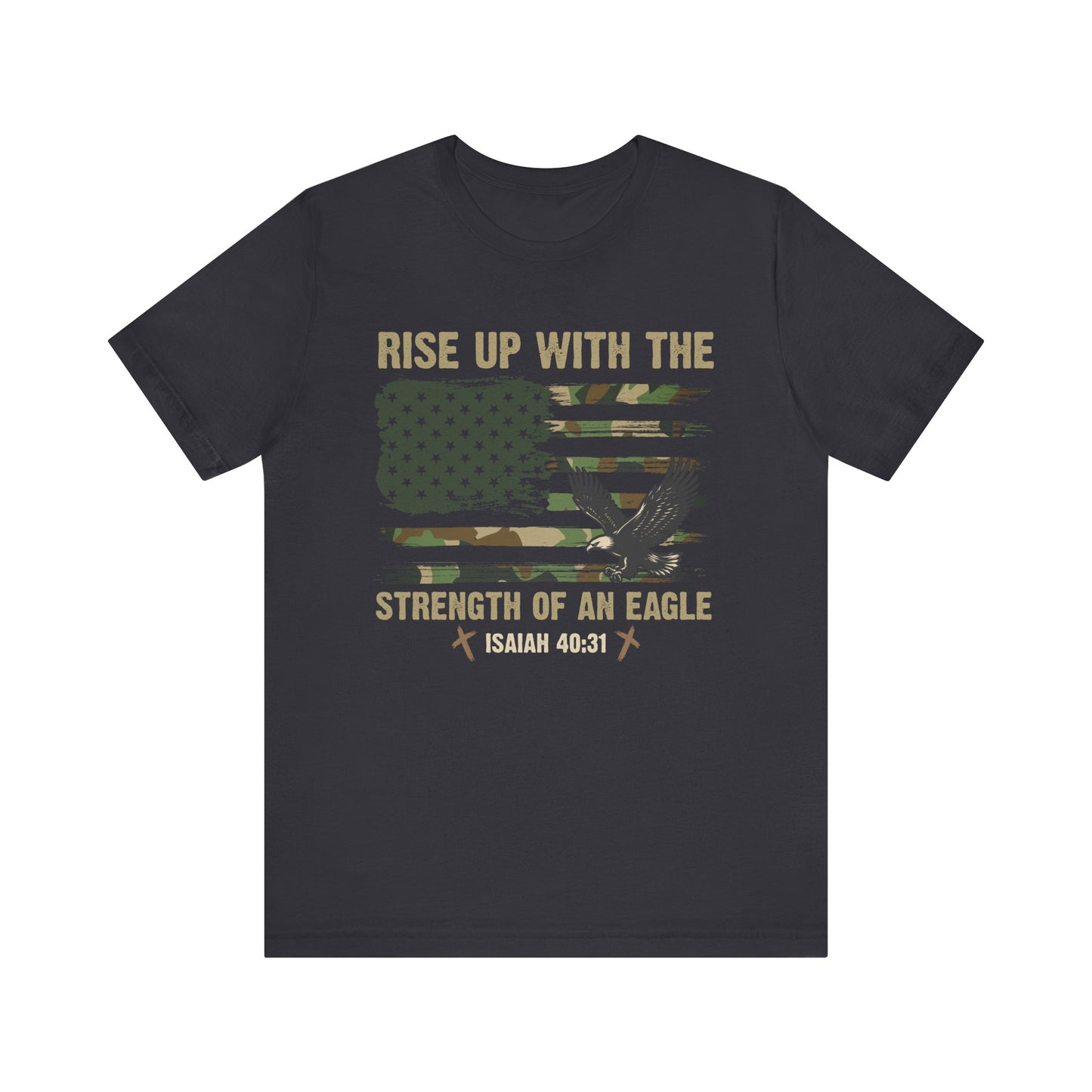 Rise Up with Strength Eagle Shirt – Isaiah 40:31 USA Flag Patriotic Christian Tee
