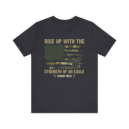 Rise Up with Strength Eagle Shirt – Isaiah 40:31 USA Flag Patriotic Christian Tee