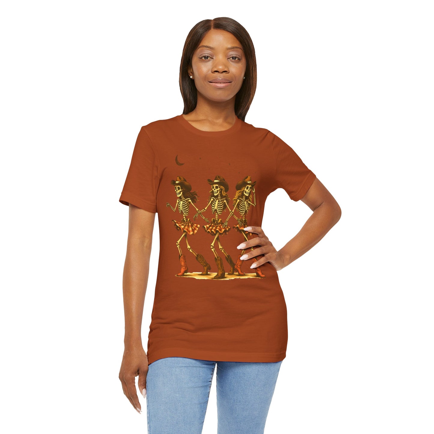 Skeleton Cowgirls Shirt Line Dancing Western Halloween Rodeo Tee