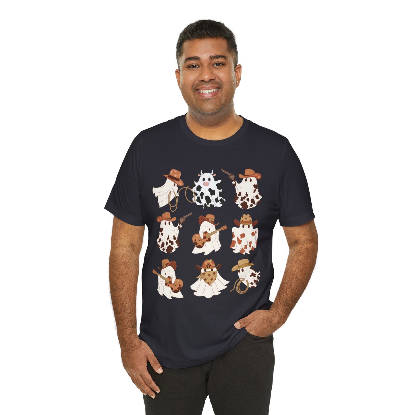 Ghost Cowboy Halloween Western Country Boo Guitar Cowgirl T-Shirt