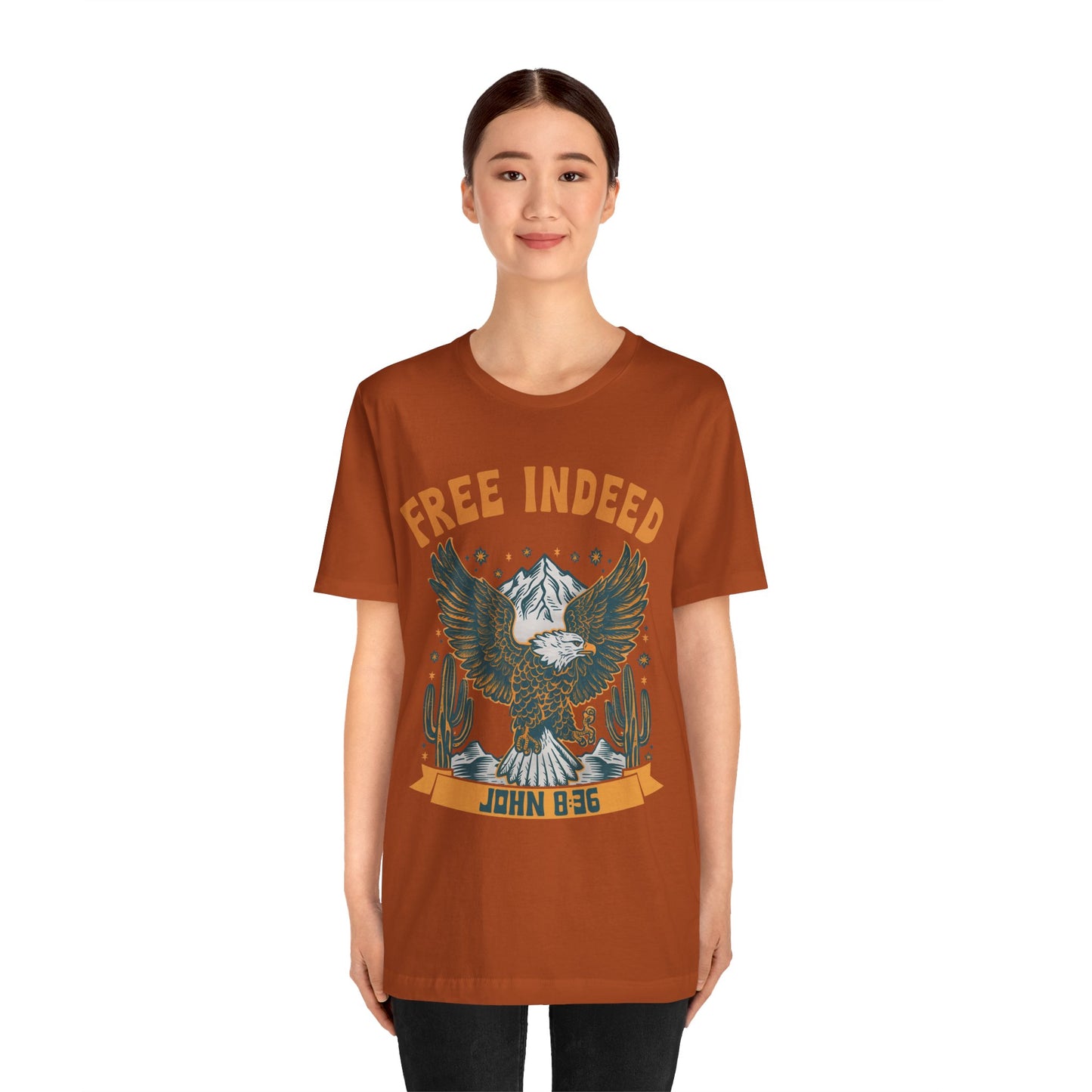 Free Indeed Shirt – Vintage John 8:36 Christian Eagle Bible Prayer Tee