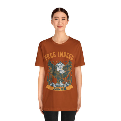 Free Indeed Shirt – Vintage John 8:36 Christian Eagle Bible Prayer Tee