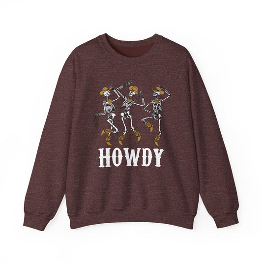 Howdy Cowboy Skeleton Sweatshirt – Western Dancing Boots Horse Pullover