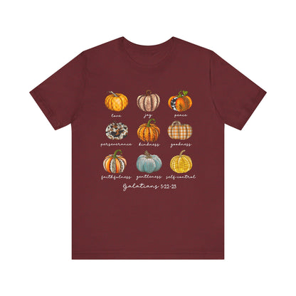 Pumpkin Buffalo Plaid Bible Verse Shirt – Galatians Christian Thanksgiving Tee