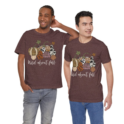 Wild About Fall Shirt – Pumpkin Leopard Plaid Autumn Thanksgiving Tee