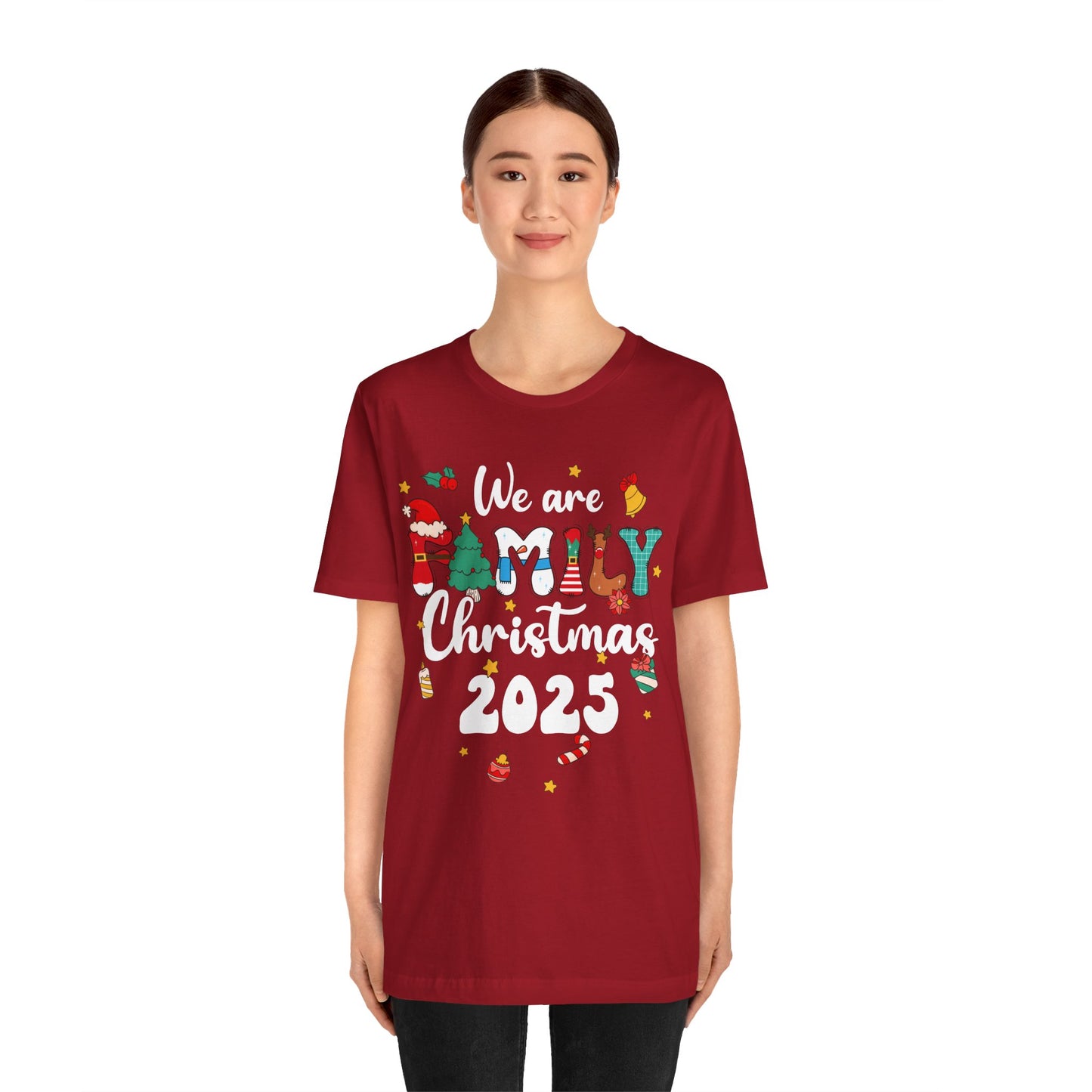 We Are Family Christmas 2025 Shirt – Groovy Snowman & Xmas Tree Matching Tee