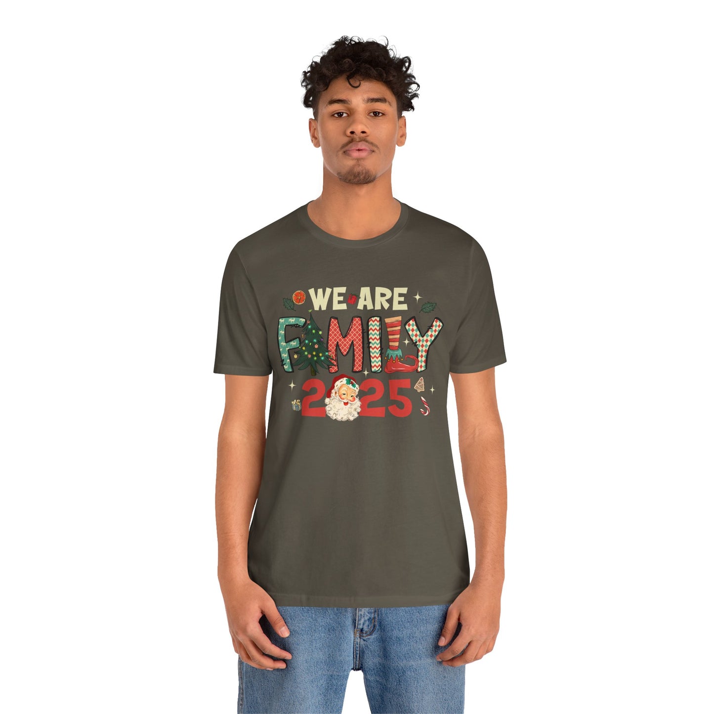Vintage We Are Family Christmas Shirt – Retro Santa & Tree Matching Holiday Tee
