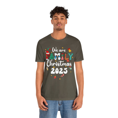 We Are Family Christmas 2025 Shirt – Groovy Snowman & Xmas Tree Matching Tee