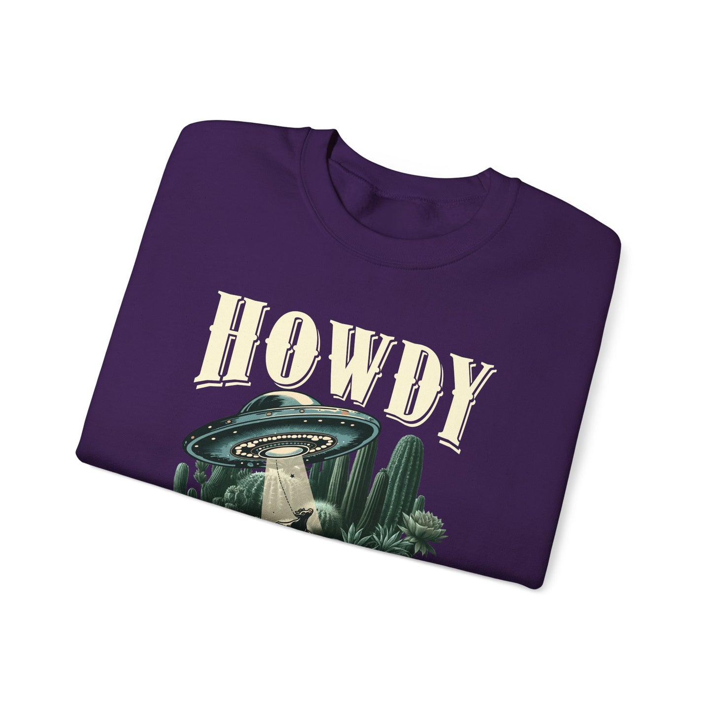 Howdy Cow Abduction Sweatshirt – Western UFO Rodeo Cactus Texas Pullover