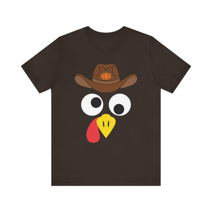 Thanksgiving Couples Turkey Face Shirt – Funny Cowboy & Cowgirl Matching Tee