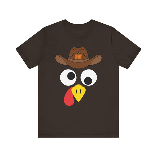 Thanksgiving Couples Turkey Face Shirt – Funny Cowboy & Cowgirl Matching Tee