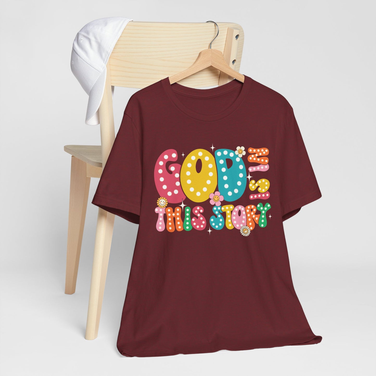 God Is In This Story Shirt – Inspirational Christian Retro Hippie Flower Faith Tee