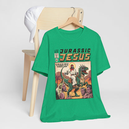 Jurassic Jesus Shirt – Dino-Riding Savior Comic Book Christian Tee