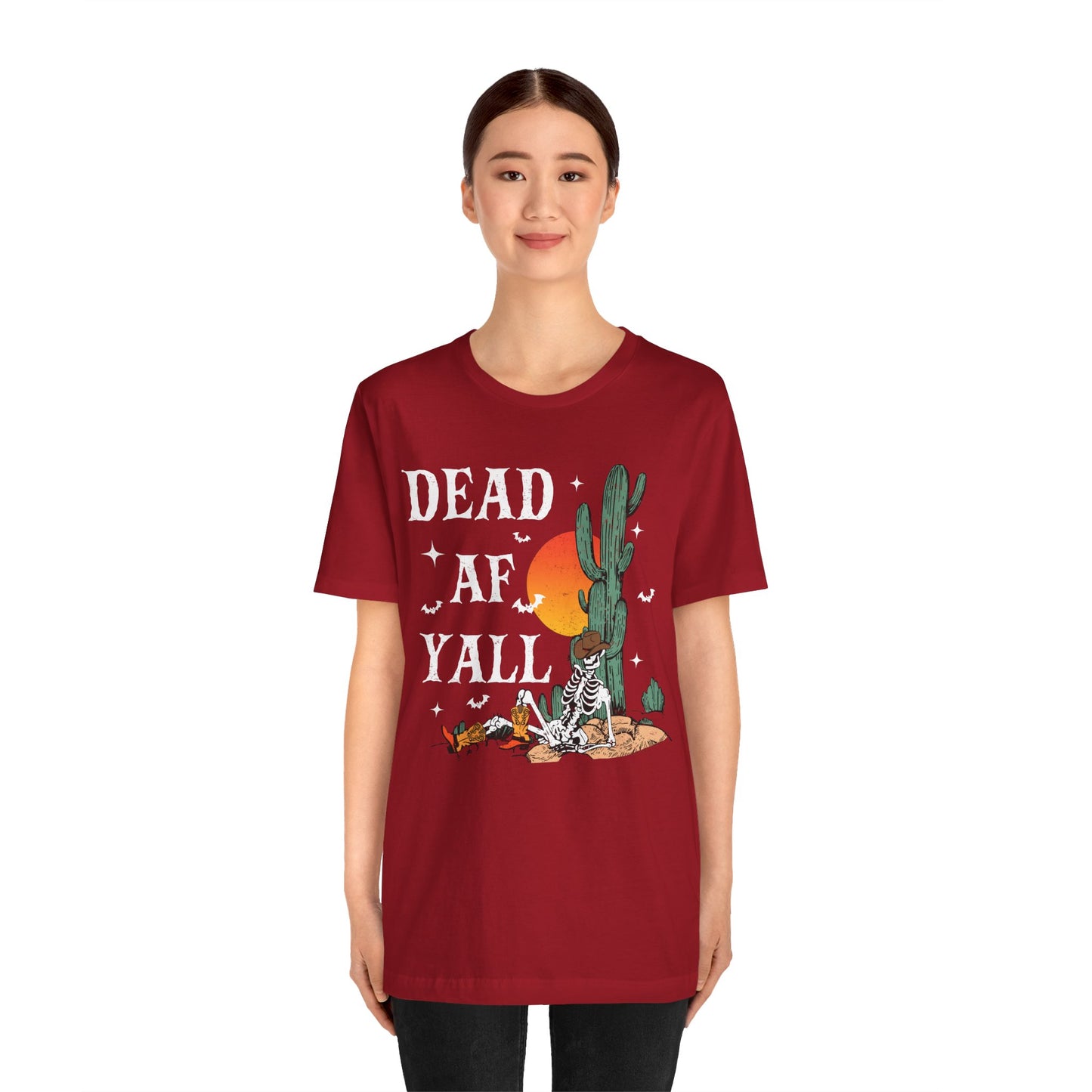 Dead AF Y’all Shirt – Western Skeleton Cowboy Spooky Halloween Tee
