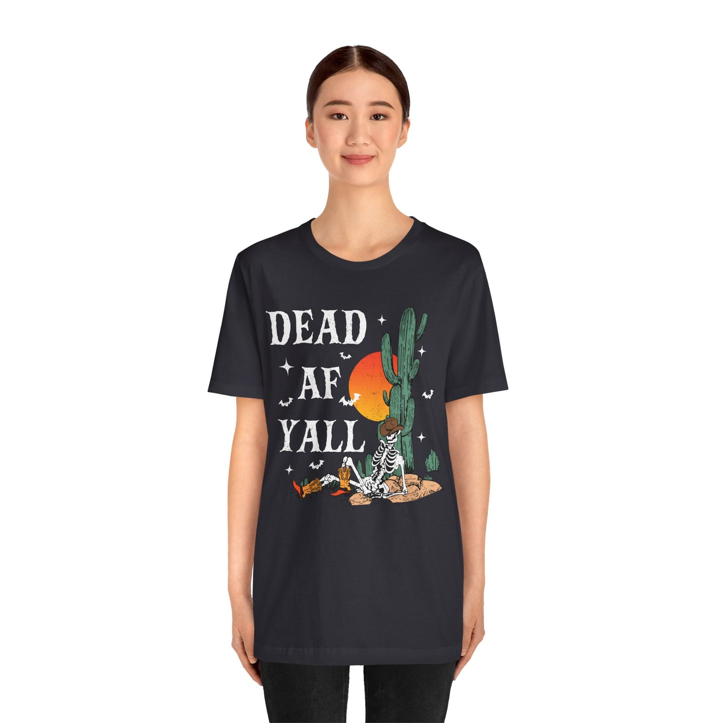Dead AF Y’all Shirt – Western Skeleton Cowboy Spooky Halloween Tee