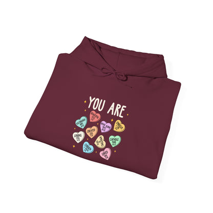 You Are Christian Hoodie – Bible Verse Conversation Heart Faith Pullover