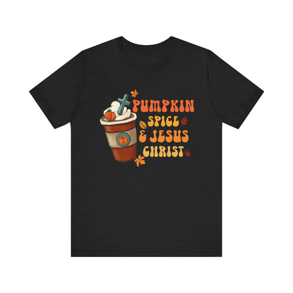 Pumpkin Spice Latte & Jesus Christ Shirt – Groovy Christian Fall Thanksgiving Tee
