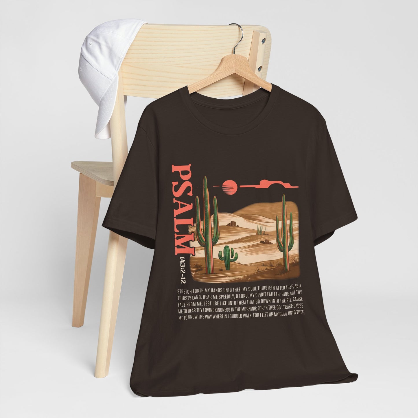 Psalm 143:2–12 Boho Retro Western Christian Howdy Jesus T-Shirt, Desert-Inspired Scripture Tee